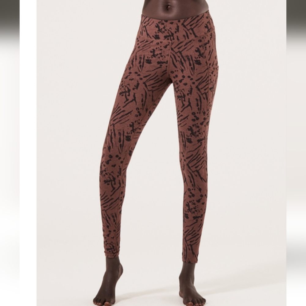 Pact Brown and Black Patterned Leggings